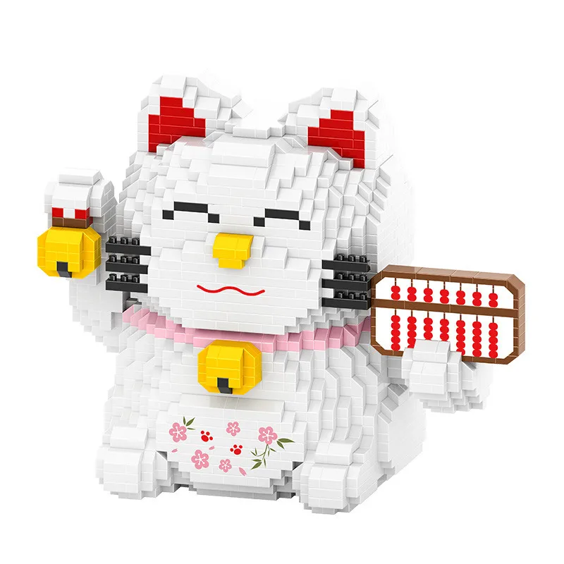 

Chinese Culture Lucky Cat Set Block Model Cartoon Building Bricks Set Toy The God of Wealth Action Figure New Year Toys Gifts