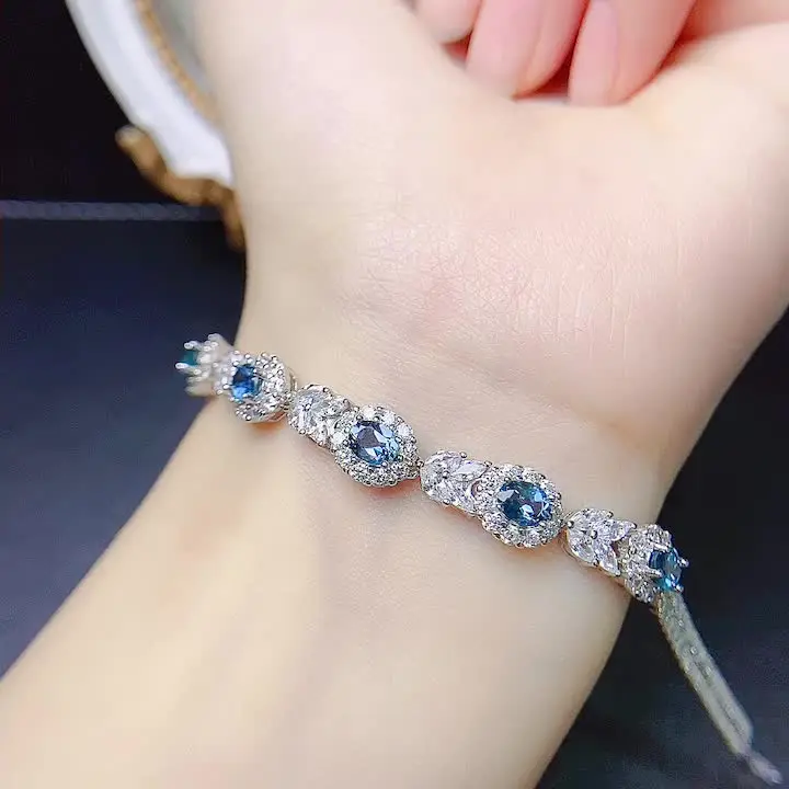 Серебряный браслет MeiBaPJ с топазом 4х5 мм