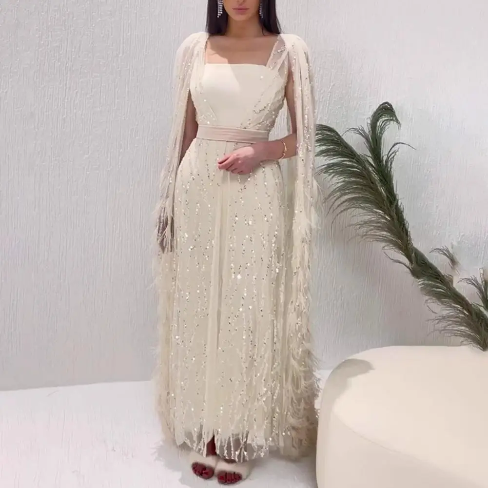 

HOT SALES !!! Women Evening Dress Long Sleeve Coat Party Banquet Performance Maxi Dress