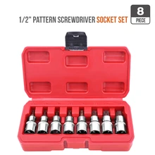 

8pcs 1/2" Bit Socket Hex Torx Screwdriver Bits Tools Set Kit Spanner Socket Set Drive Tamper Proof Torx Star Bit Socket Kit Set