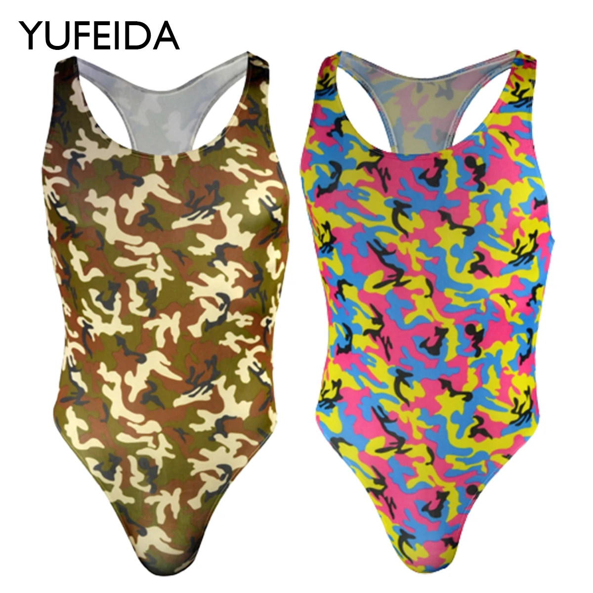 

YUFEIDA Мужское нижнее белье, комбинезоны, нижнее белье с U-образным вырезом, без рукавов, с открытой спиной, боди, комбинезон с принтом, трико, купальник