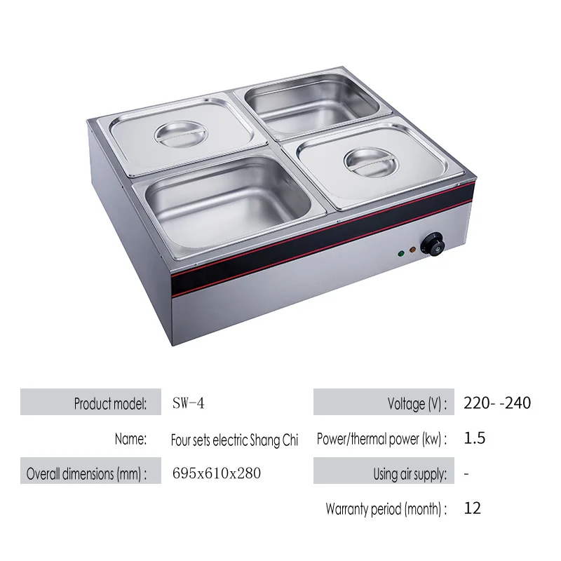 3 Plate Electric Shang Chi Heat Insulation Shang Chi Stainless Steel Material Insulated Soup Bowl Insulating Basin