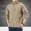 Men's Outdoor Jacket Windproof Hooded Zipper Jacket Coat Spring Autumn Waterproof Breathable Camping Hiking Outwear