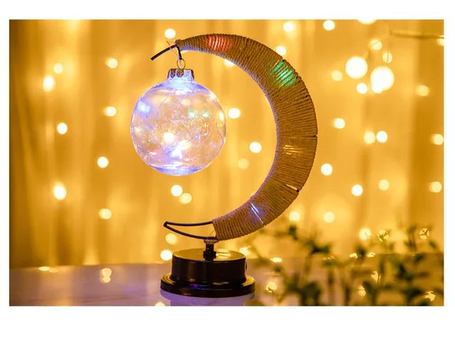 Led Ball Lamp Wrought Iron Moon Lamp Plastic And Iron Bar - Temu