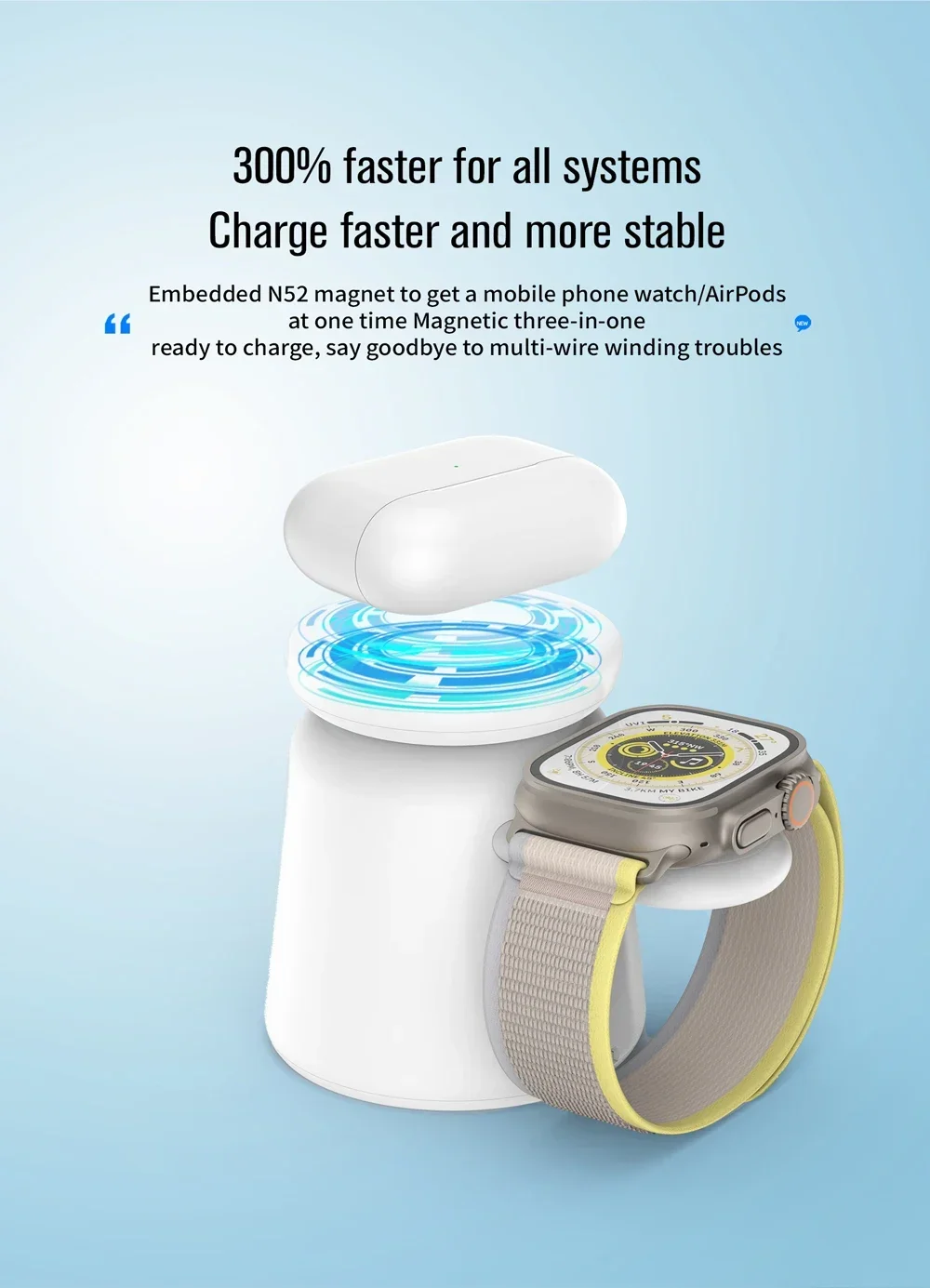Support de chargeur magnétique sans fil pour iPhone, AirPods, Apple Watch | Diversi