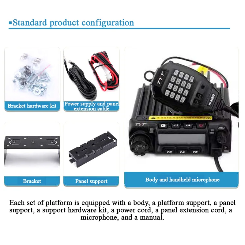 TYT TH-9000D Car Mobile Transceiver 60W VHF 2M 144-148MHz Ham Radio Way  Radio with USB Programming Cable, Black