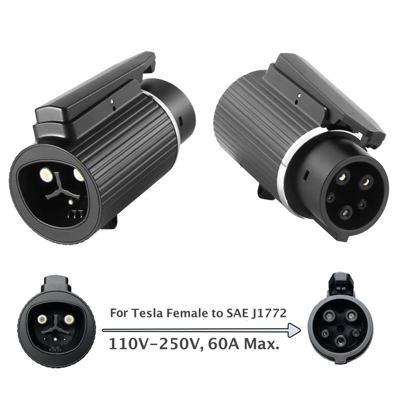 

For Tesla To SAE J1772 Type 1 EV Adapter 250V 60A Max. Female To Male Charging Adaptor Converter Spare Parts