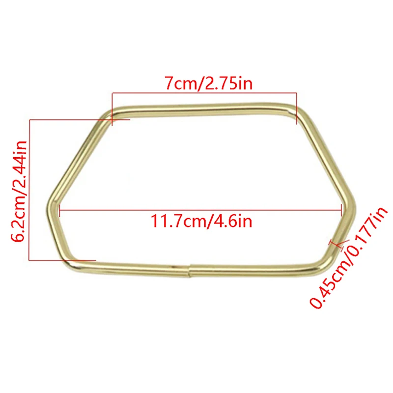 Maniglia in metallo trapezoidale esagonale da 11,7 cm per borse Borsa fai da te Accessorio Borsa Tracolla Oro Argento Telaio per borsa Hardware per bagagli - immagine 6