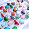 Wholesale Bulk lots 30pcs Huge Shapes Mix Silver-Plated Colorful Shell Ring Exaggerative Big Stone Rings Fashion Jewelry 5