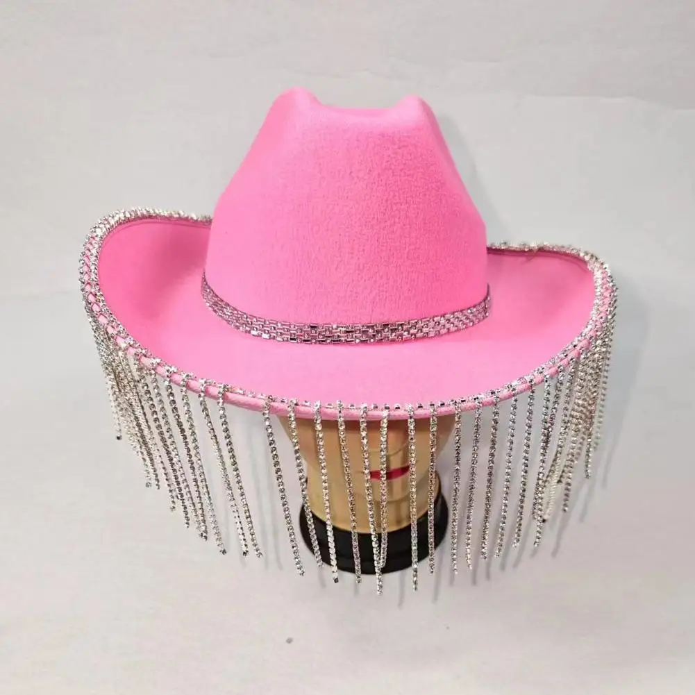 Rosa Cowgirl Hut mit Strass Fransen Design, breit krempige Kuh Mädchen Hüte Bachelorette  Party westlichen Cowboyhut Kostüm Zubehör - AliExpress