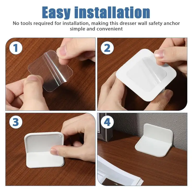 Adhesive Furniture Anchors No Drill Anti Tip Furniture Wall Anchors Proofing Secure Bookshelf Shelf To Wall For Baby Safety