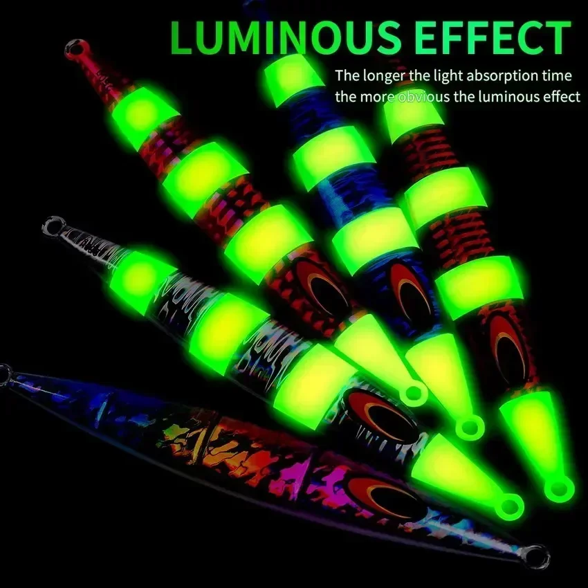 200g Long Casting Slow Sinking Fishing Lures Jigging Hard Wobblers Artificial Baits Luminous Vertical Fishing Lure Fishing Jig