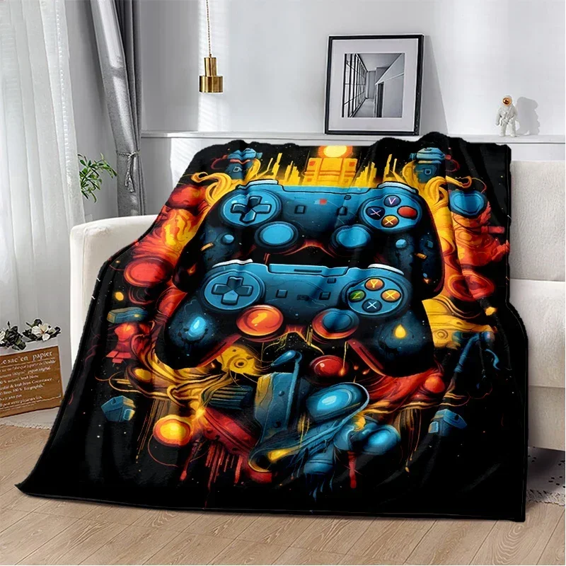 Gamer flannel Print Soft Blanket Cartoon Game Controller Comfortable Warm All Seasons  for Sofa Bed Bedroom Office Travel 6