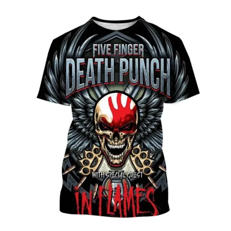 

New Pop Metal Band Five Fingers Death Punch 3D Print T-shirt Fashion Men Clothing Hip Hop Harajuku Unisex Oversized T Shirt Tops