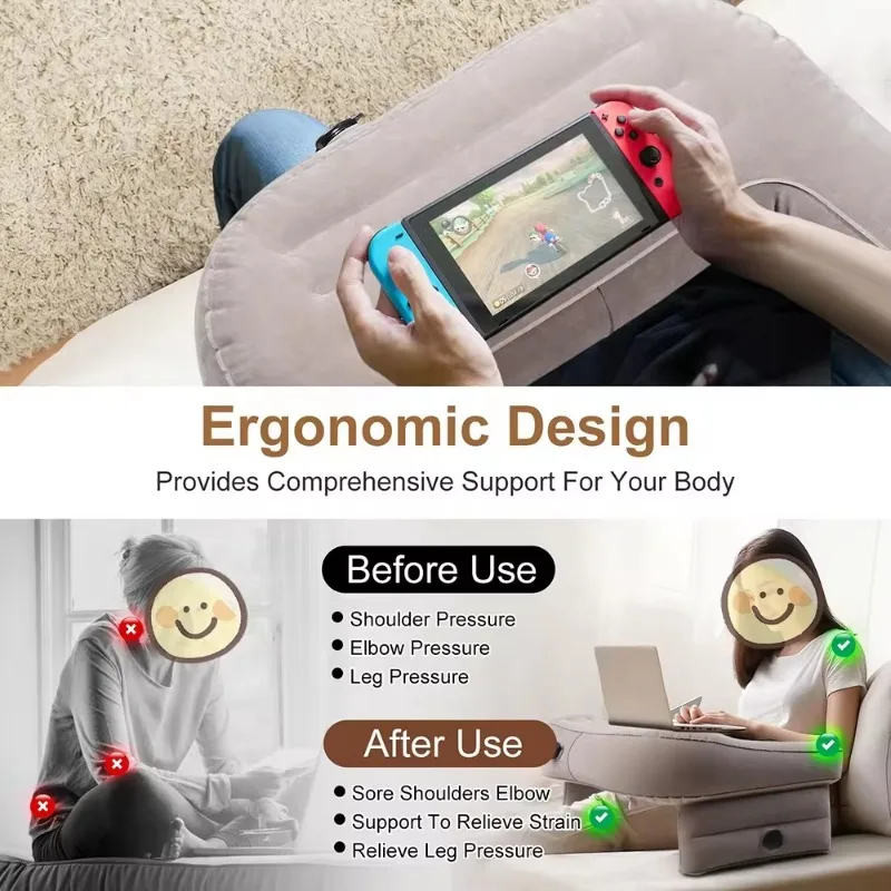 Custom Inflatable Adjustable Arm Support Air Lap Desk Reading