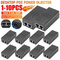 10/1PCS 24V 0.5A 12W POE Splitter Short Circuit Protection POE Injectors Desktop Power Poe Injector For IP Camera Power Supply 1