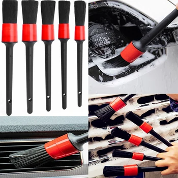 1/5pcs Car Cleaning Brush Kit Automotive Detail Brushes For Car Interior Detailing Brush Set Wheel Rims Clean Brush Plastic 3