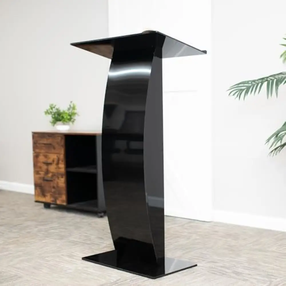 Acrylic Podium Stand, Sleek Transparent Professional Presentation Lectern with 27 inch Reading Surface Platform, Clear Appearanc