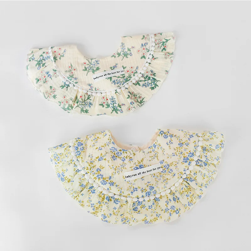 

Korean Style Newborn Baby Bibs Waterproof Cotton Gauze Thickened Saliva Towel Boys And Girls Burp Cloths Palace Style Accessory