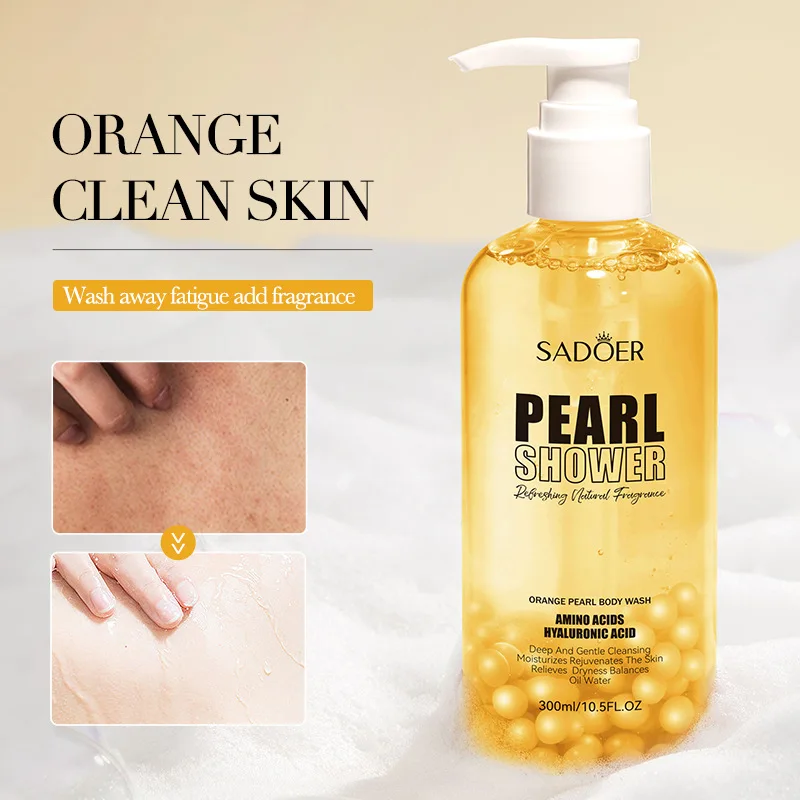 300ml Orange Pearl Cleaning Fragrance Shower Gels Peach Aloe Deep Cleaning Bath Milk Body Cleansers Body Wash