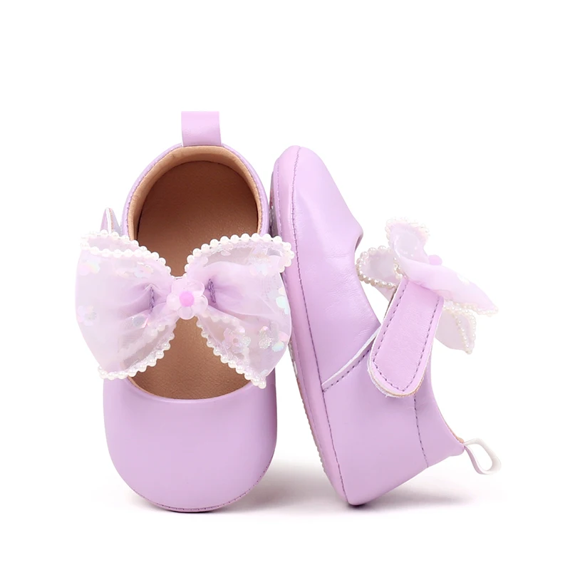 SUNSIOM Baby Girls Mary Jane Shoes Princess Cute Bow Design Soft Non-Slip Infant Baby First Walking Shoes