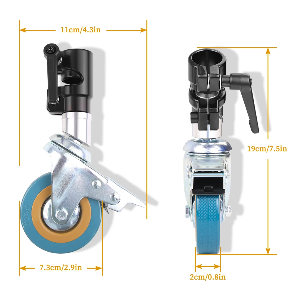 Rodízio Giratório Conjunto de Rodas C-stand Acessórios Especiais da Roda para Fotografia Heavy Duty Diâmetro 25 mm Pcs Aço Inoxidável - Image 3