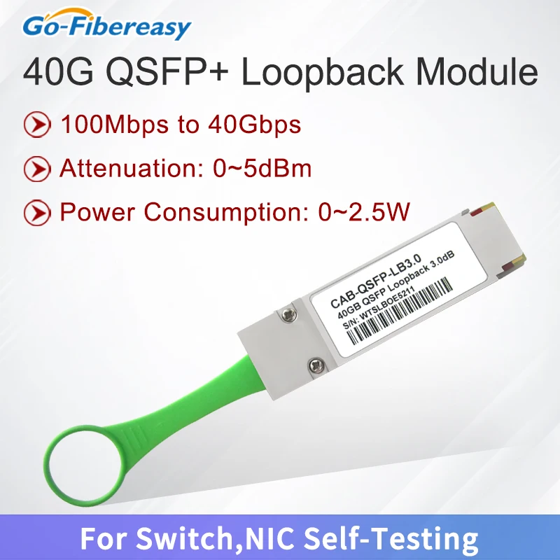 Modulo Loopback Qsfp + 40G Qsfp-40G-Lb0 Modulo Di Test Loopback Passivo Qsfp + Ricetrasmettitore 0 ~ 5Dbm 40Gbps Qsfp + Adattatore Loopback