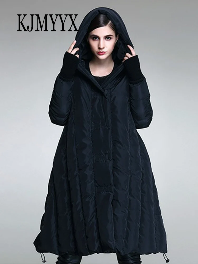 

Winter Women Plus Size 90% Duck Down Coat Fashion Oversized Hooded Cloak Style Long Down Jacket Female Loose Thicker Warm Coat