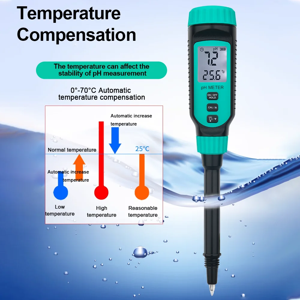 Soil Tester PH Meter Professional Penetrating PH Meter 4 in 1 Dough Meat Bread Vegetable Fruit Sauces Semi-solid Tester