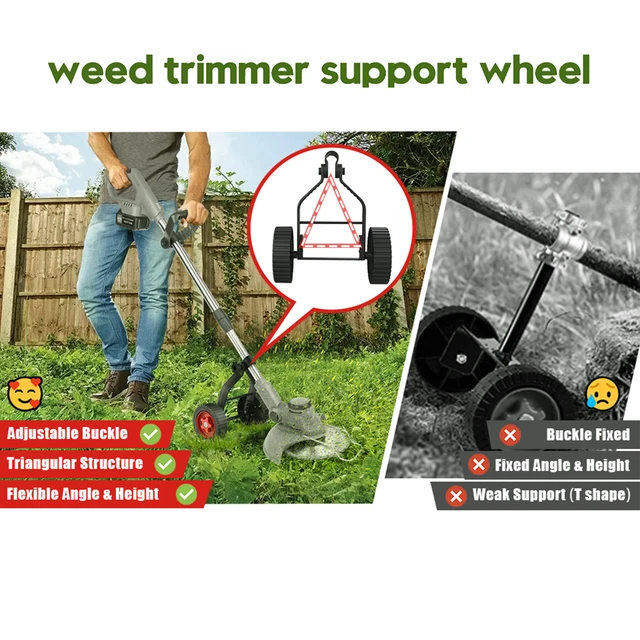 Univerzális Fűvágó Tartó Kerekek Elektromos Kefe Vágó Fűnyíró Kerekes Húr Trimmer Rögzíthető Szög - Image 4