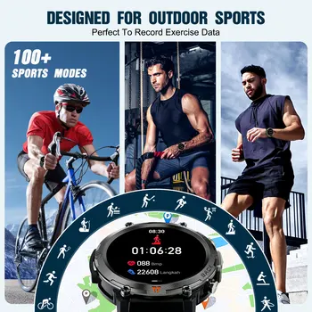 LaNikar KE3 Black Bluetooth Call Smart Watch Men Full Touch Screen Health Monitor With Flashlight Men SmartWatch For ios Androi 2