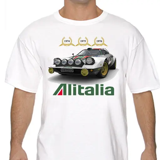 Ралли гонки Lancia Stratos HF Group 4 Alitalia футболка белый или серый WRC