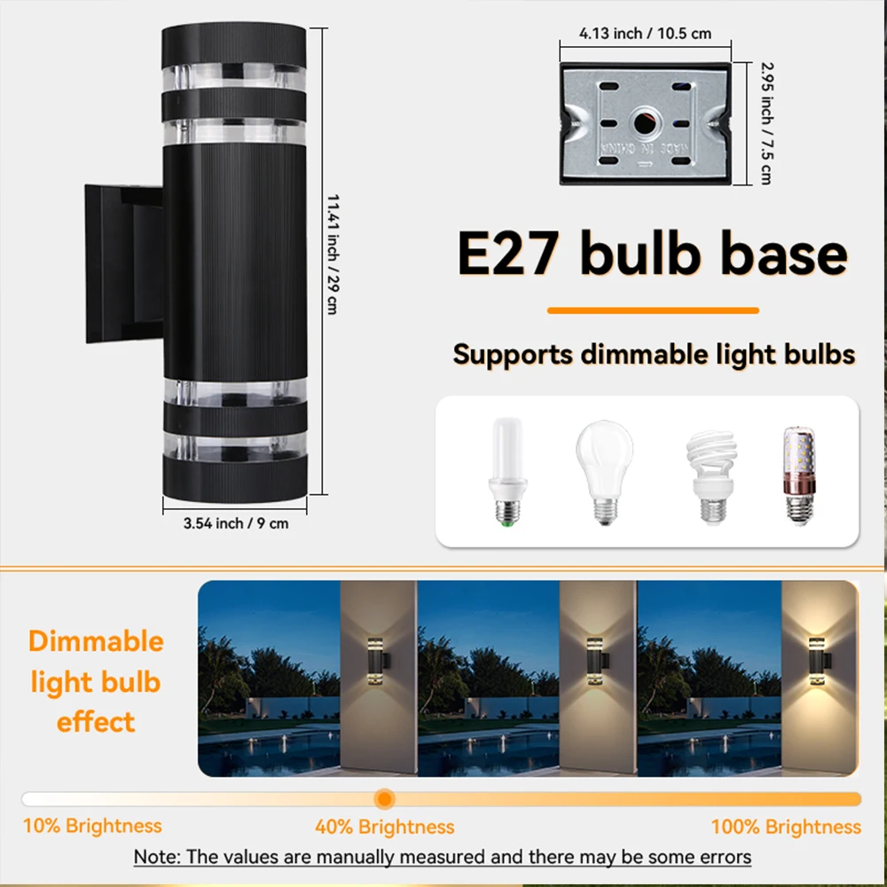 Street Outdoor Wall Light E27 LED Bulb Sconce Waterproof External Decor Stairs Facade Lights Fixture Home Decorative Lamp Wall