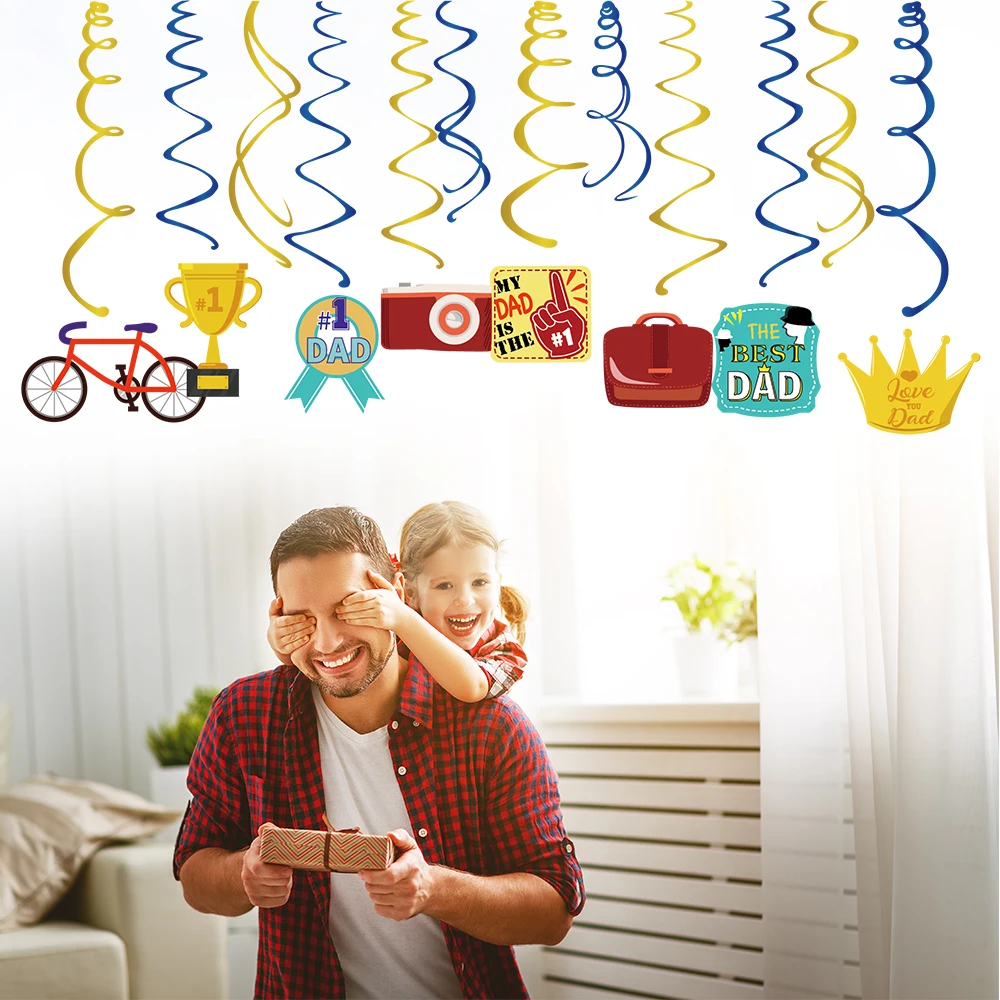 

30Pcs Best Dad Birthday Party Ceiling Swirl Decoration Happy Father's Day Hanging Spiral DIY Backdrop Wall Party Supplies