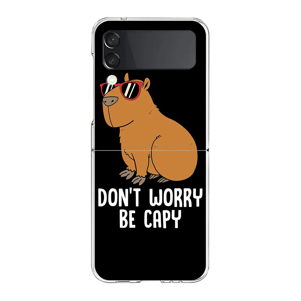 Cartoon Capybara Harte PC-Handyhülle für Samsung Galaxy Z Flip 5 4 3, transparente Abdeckung für Galaxy Z Flip 6, faltbar, stoßfest – Detail 5
