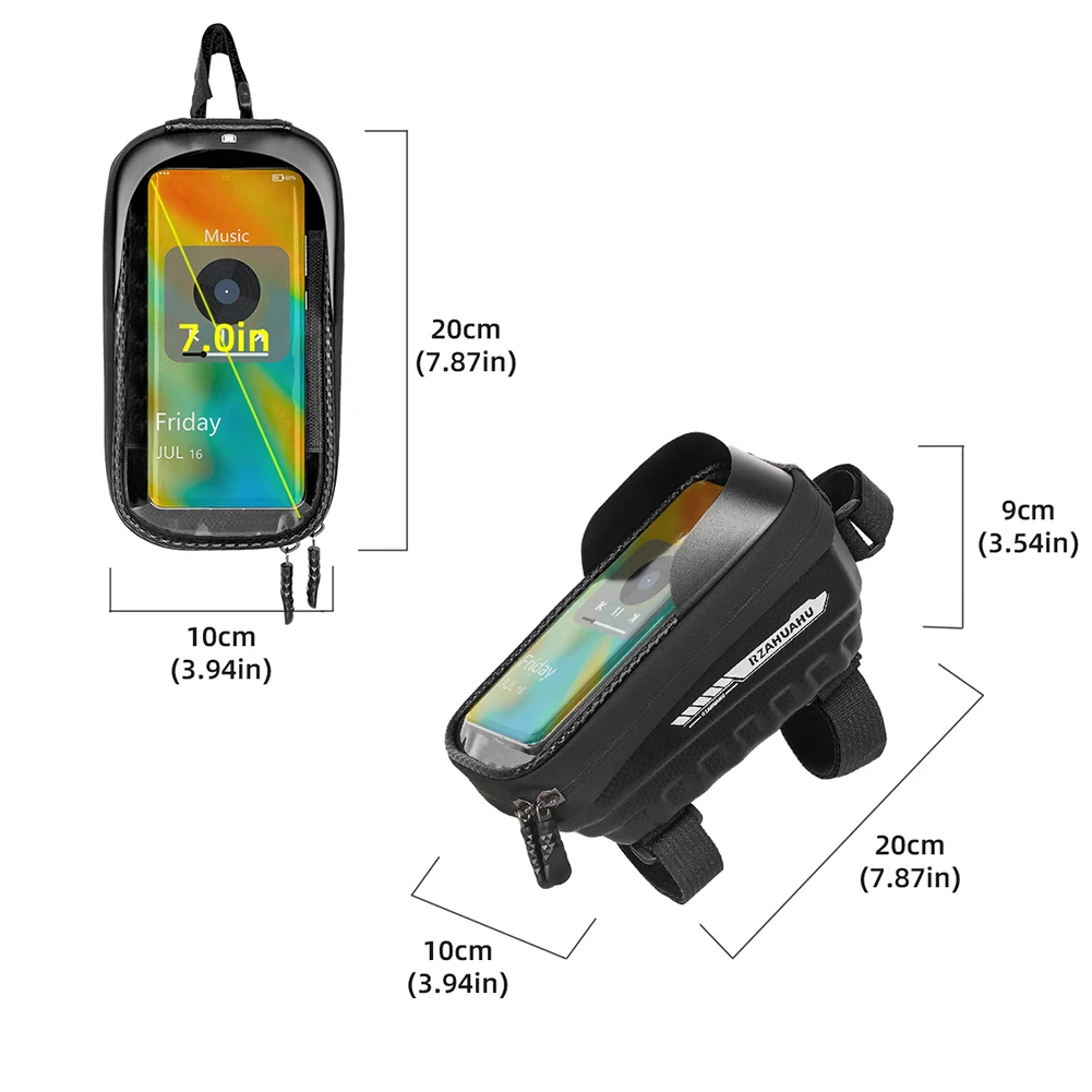 Waterproof EVA Bicycle Front Frame Bag with Touch-Screen Phone Holder