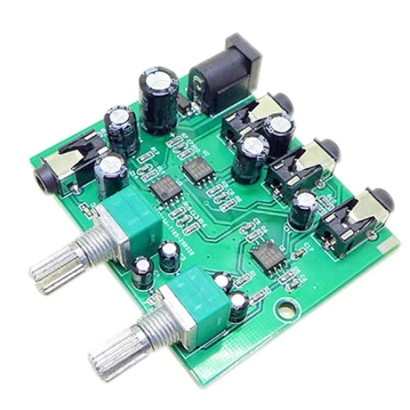 AU-202 2 Input 2 Output Stereo Mixer Audio Distributor Headphone amplifier External Power AMP Volume Alone Control