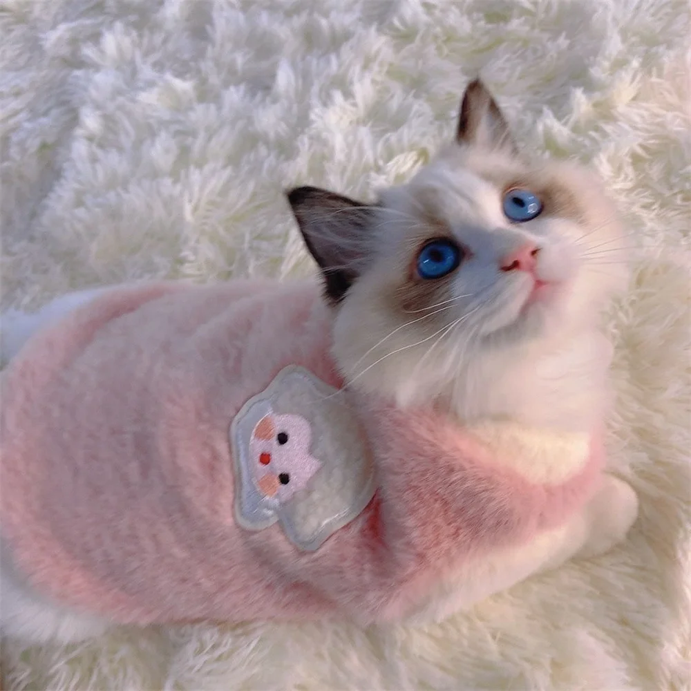 

New Hairless Cat Sweater Winter Thickening Warm Ragdoll Persian Cat Pet Clothes Comfortable Pullover Sweatshirt For Small Dogs