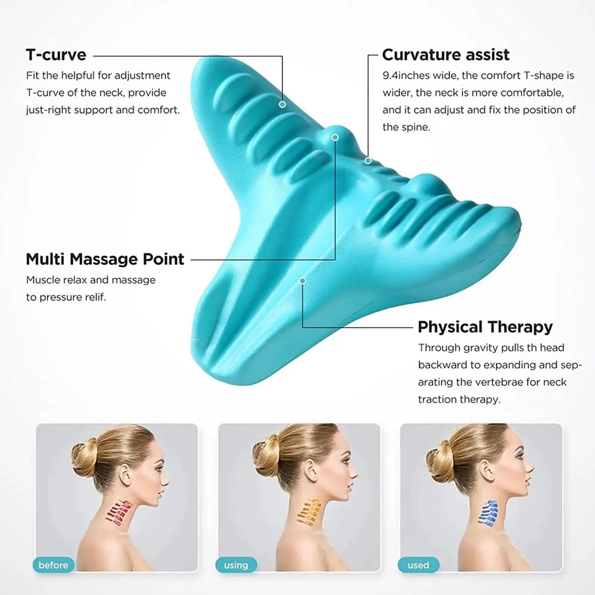Neck and Shoulder Relaxer Cervical Traction Device Acupressure Neck Shoulder Back Support Massage Pillow Stretcher