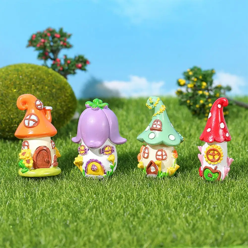 Colore Brillante Mini House Desktop Ornament Burr-Free Cake Topper Lovely Fairy World Red Mushroom Cottage Ornament