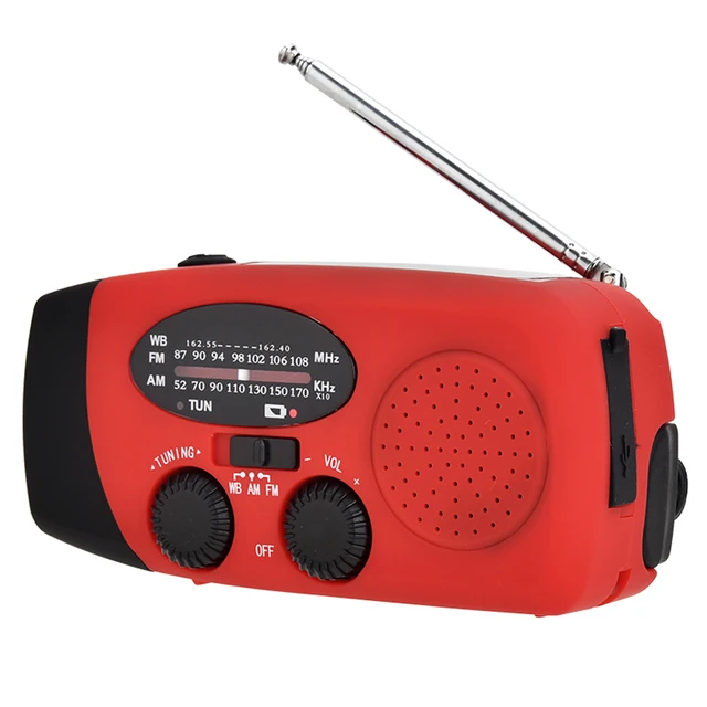 Handheld Radio with Flashlight Power Bank for Emergency Solar Powered