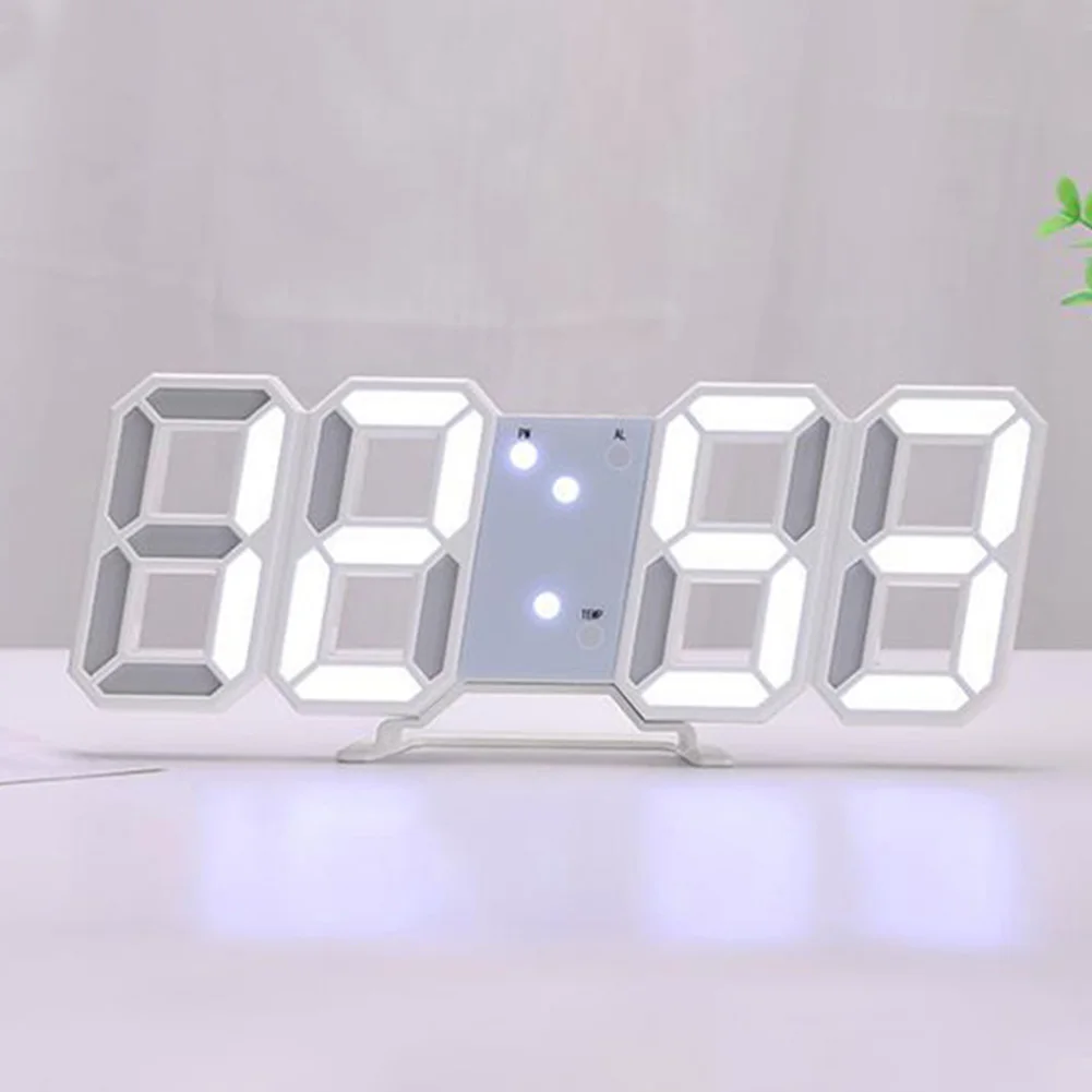 3D LED Digital Wall Clock with Adjustable Brightness Triple Alarm Temperature Display for Home Office Use 3
