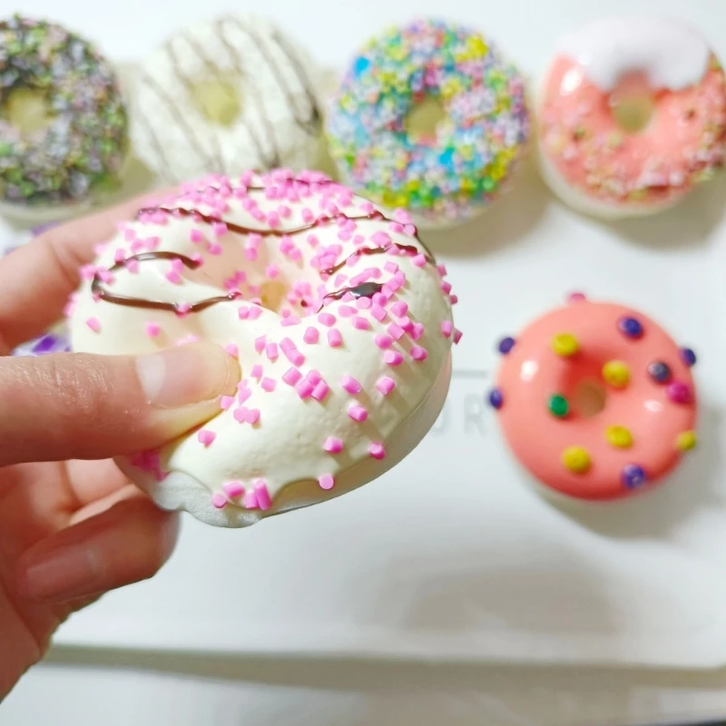 Food Photography Props Artificial Donuts Model Simulation PU Donut Bread for Stress Relief Slow Fake Fun Ornament