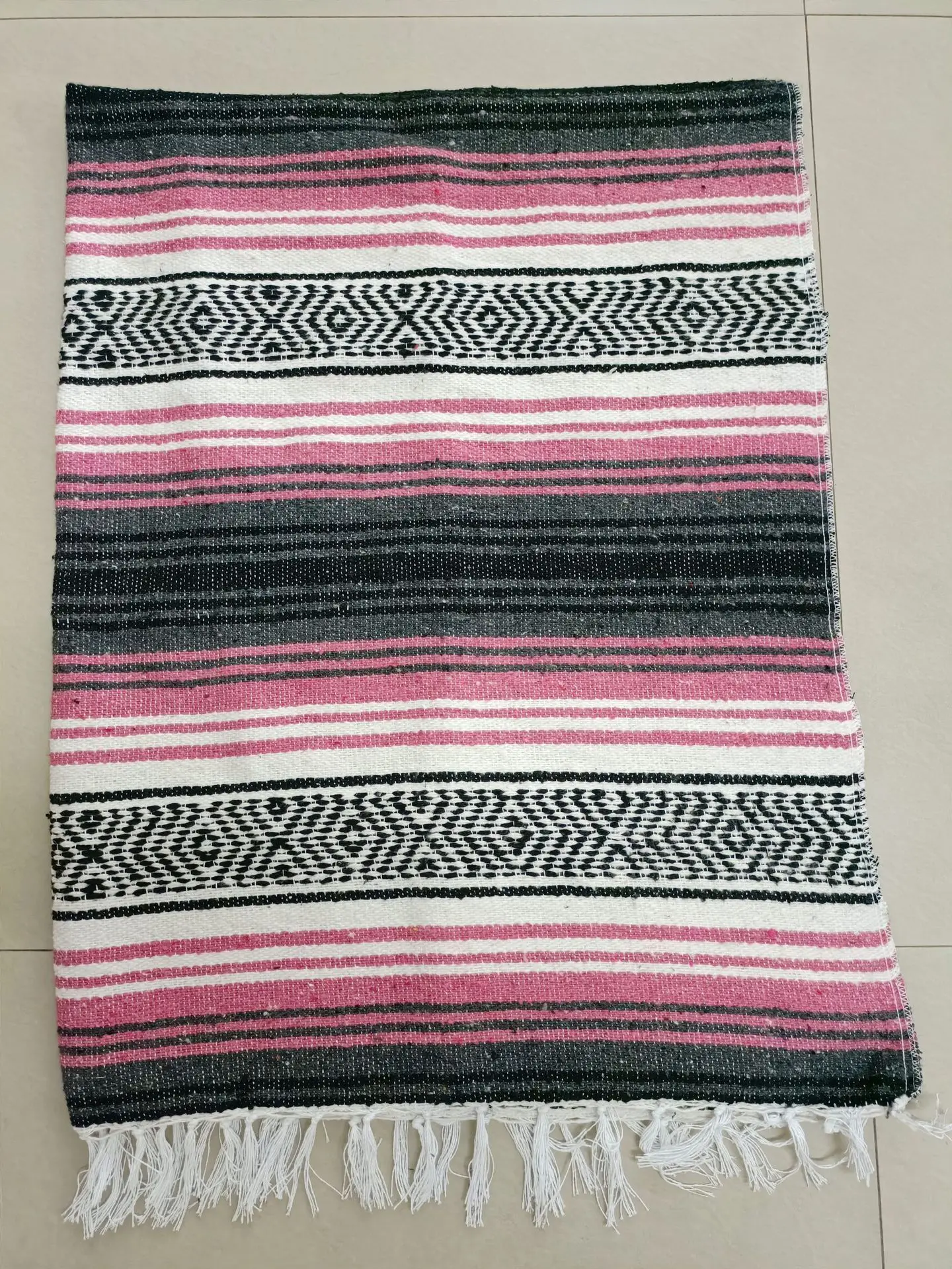 Mexican Blanket Travel Striped Rainbow Beach Blankets Mat for Beds Outdoor Picnic Sofa Cover with Tassel 5