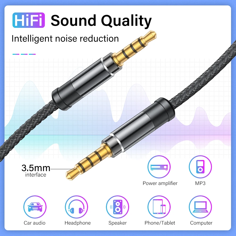 Premium 3.5mm TRRS Aux Cable - 4-Pole Male-to-Male Audio Cord, 3-Meter Length