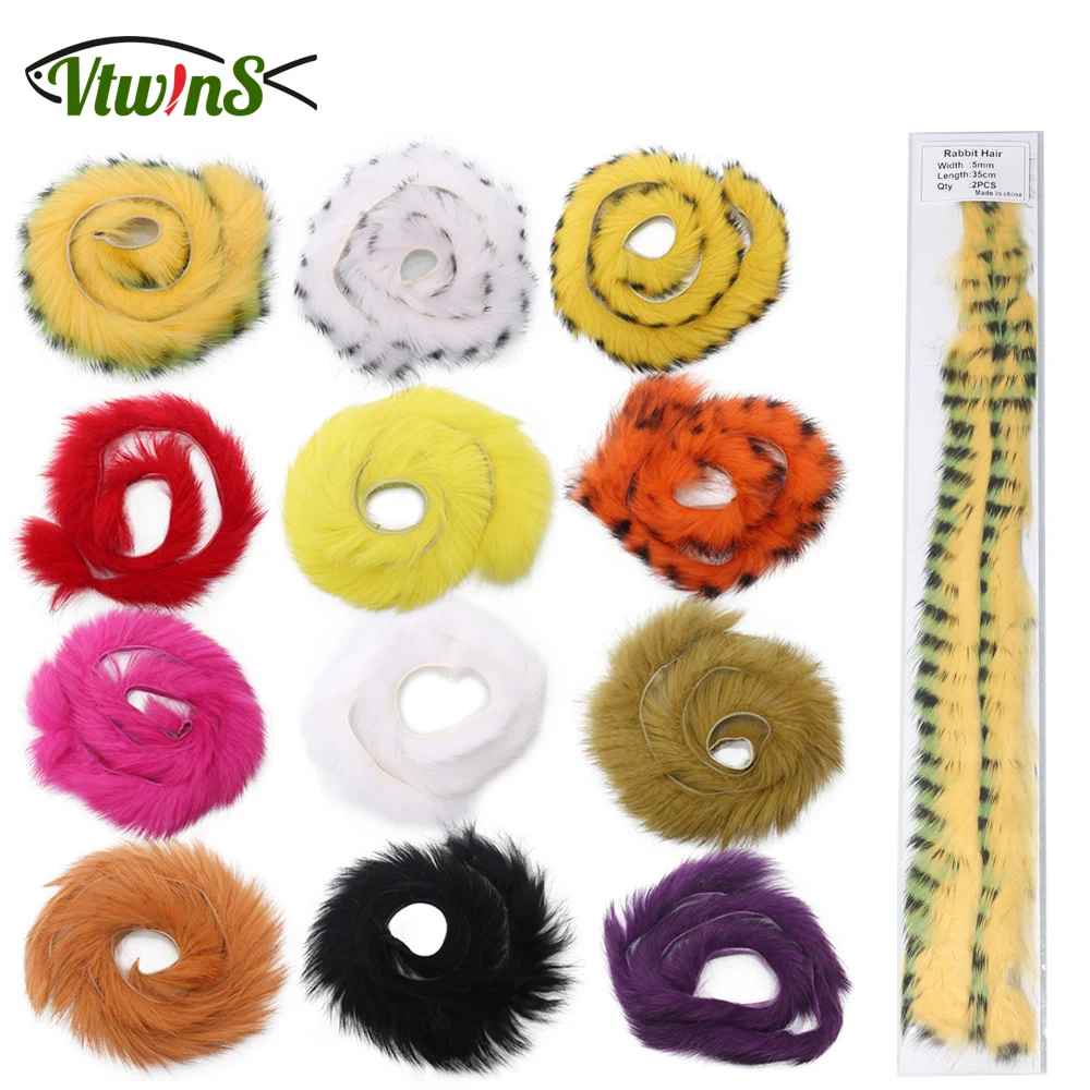 Vtwins 5Mm X 35Cm Strisce Di Coniglio Barrate Nere Fly Tying Streamer Fly Crosscut Zonker Strisce Di Coniglio Ottone Luccio Salmone Mosche