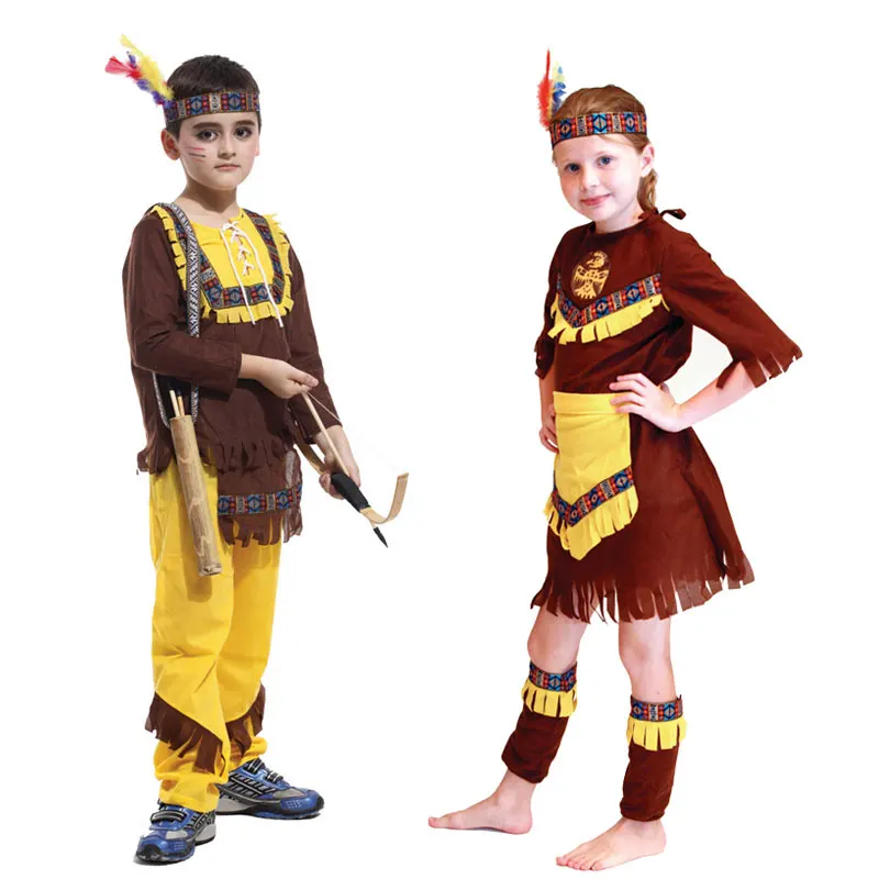 

Halloween Kids Child Indian Prince Princess Hunter Huntress Costume for Boys Girls Purim Party Mardi Gras Fancy Dress