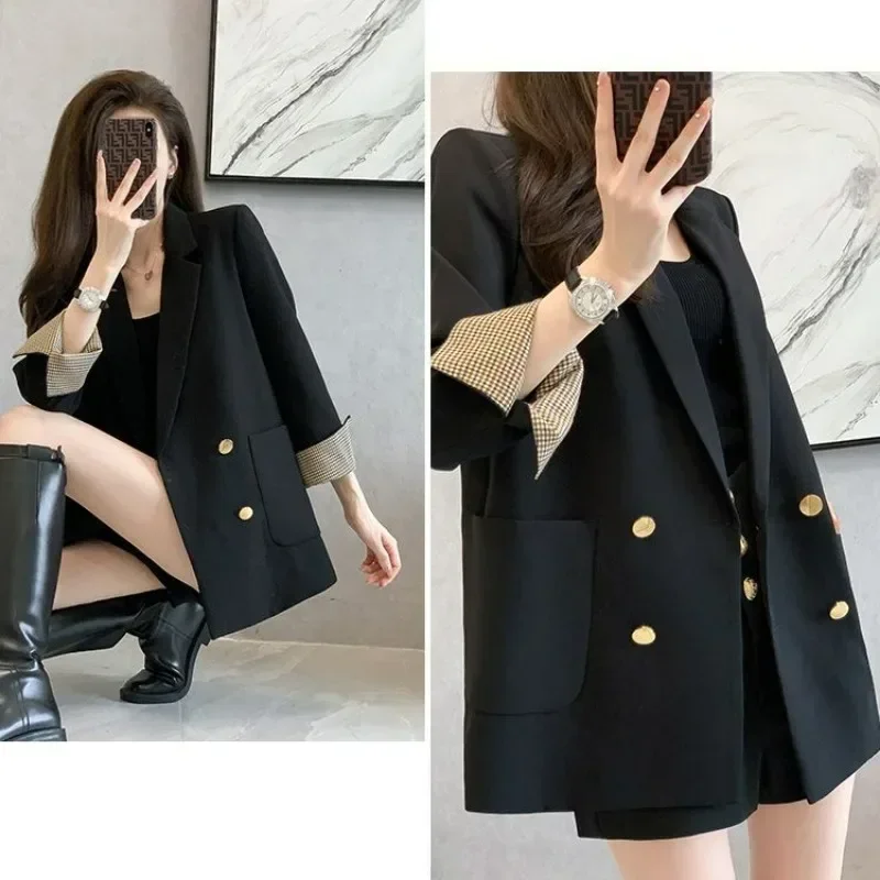 Office Small Suit Jacket Casual Double-breasted Business Coat Women 2023 New Spring and Autumn New Korean Brand Jacket Versatile