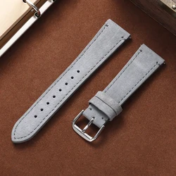 Elegant Suede Leather Watch Strap with Contrast Stitching - Multiple Colors Available - 22mm (GRAY)