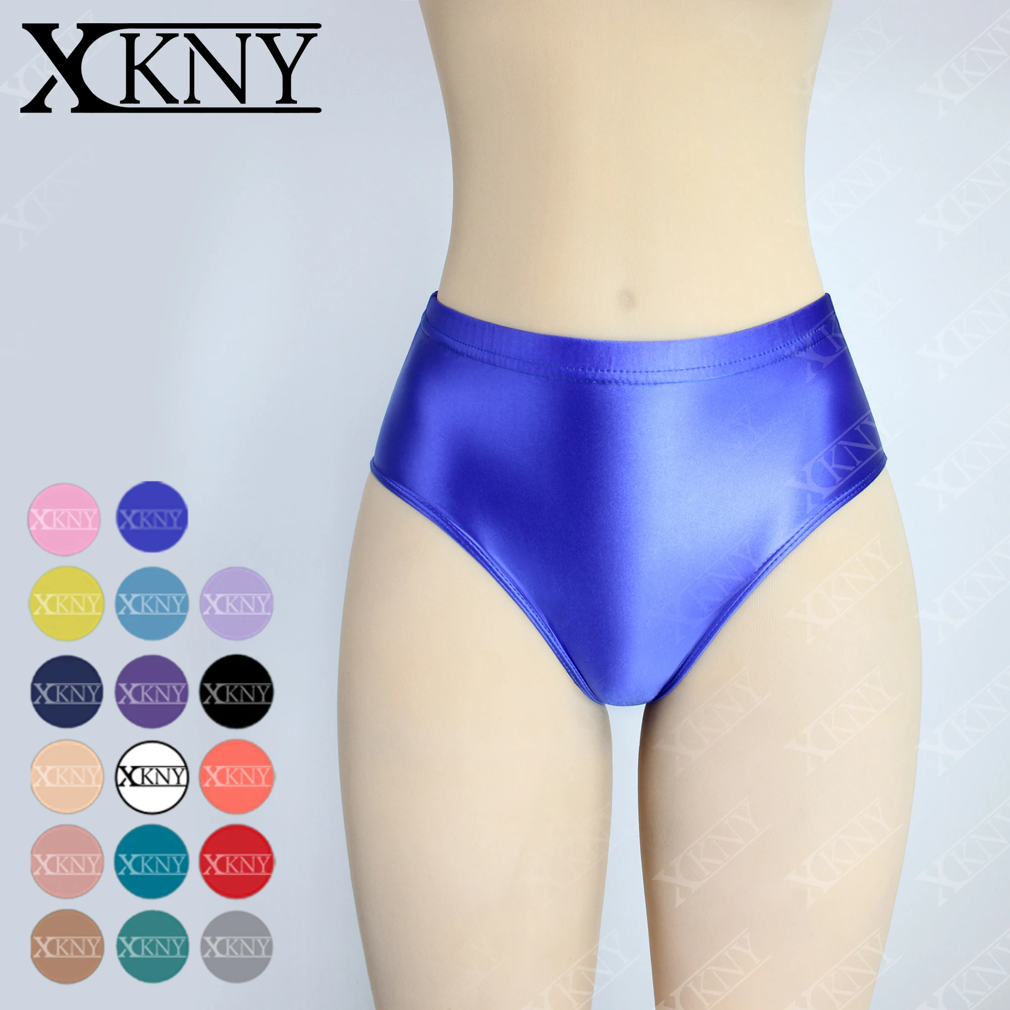 

XCKNY satin glossy Briefs sexy solid skin siky bikini middle-waisted underwear unisex Yoga sport training golssy pants